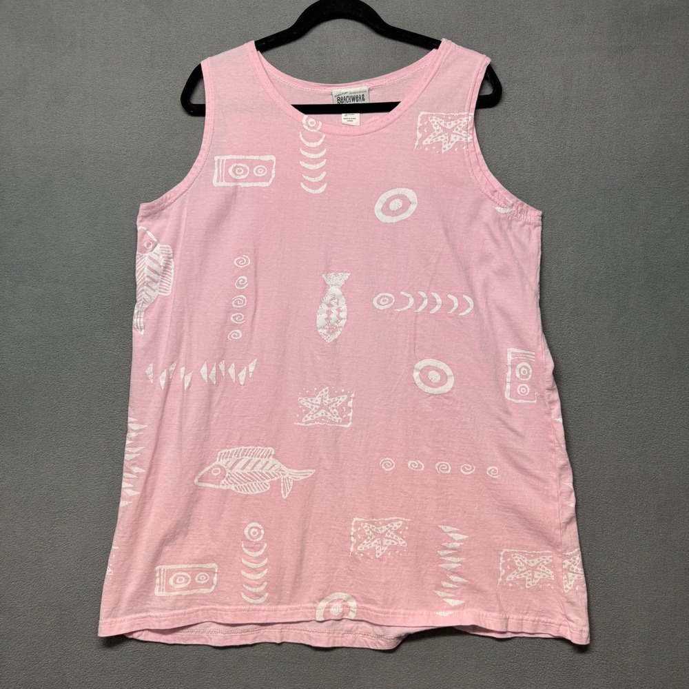 Beachwear Retro Tank Top Swim Cover Tunic Nautical Sea Life Fish Starfish Pink L